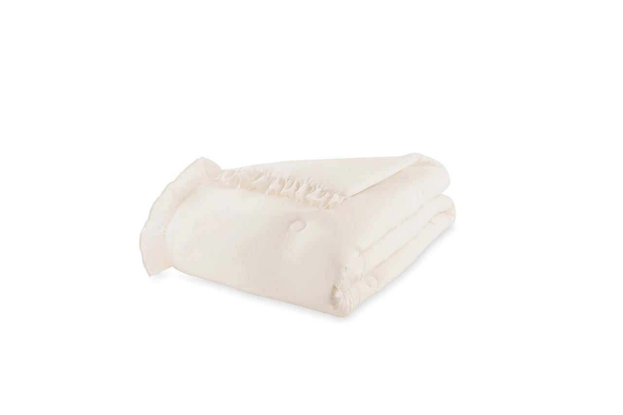 Mainstays 11-Piece Bed in a Bag Comforter Set with Sheets, Cream Ruffle, Queen