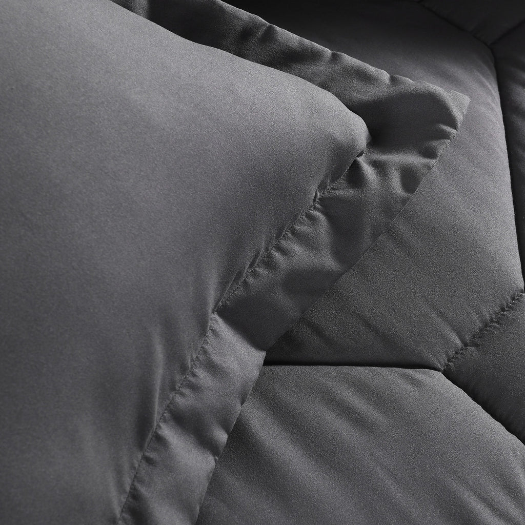 HIG 8 PCS Modern Comforter Set with Sheets All Season Bed in a Bag, Dark Gray, Queen Size