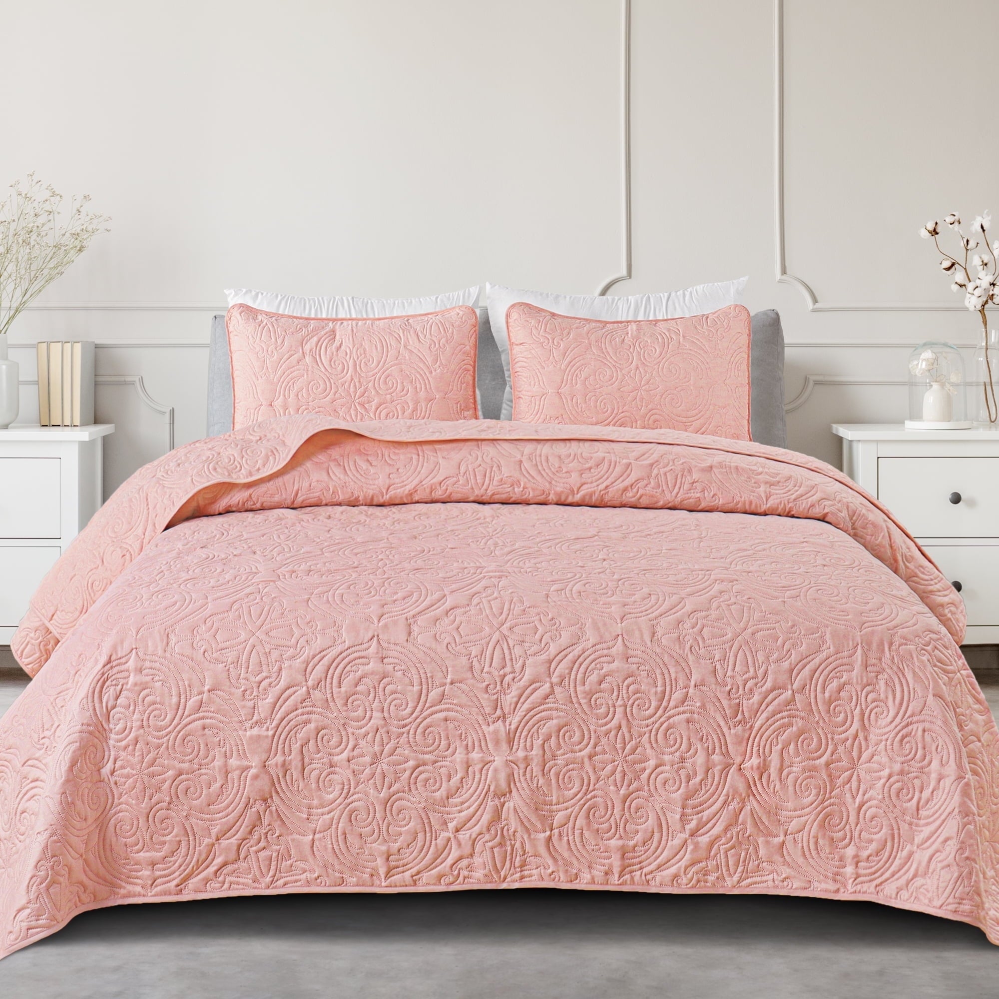 Exclusivo Mezcla Queen Quilt Bedding Set, Lightweight Vintage Queen Size Quilts with Pillow Shams, Soft Bedspreads Coverlets for All Seasons (96"x90", Brich Beige)