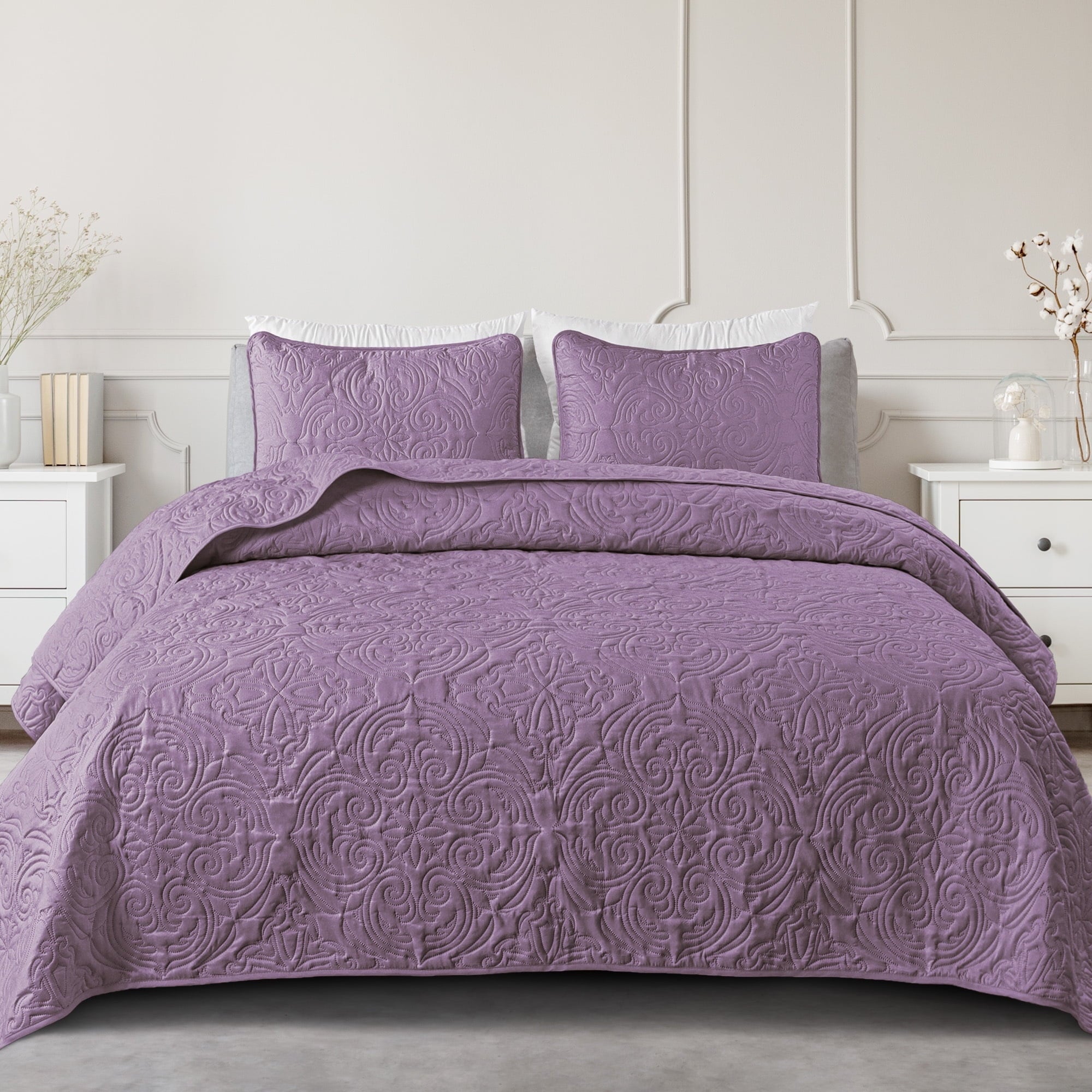 Exclusivo Mezcla Queen Quilt Bedding Set, Lightweight Vintage Queen Size Quilts with Pillow Shams, Soft Bedspreads Coverlets for All Seasons (96"x90", Brich Beige)