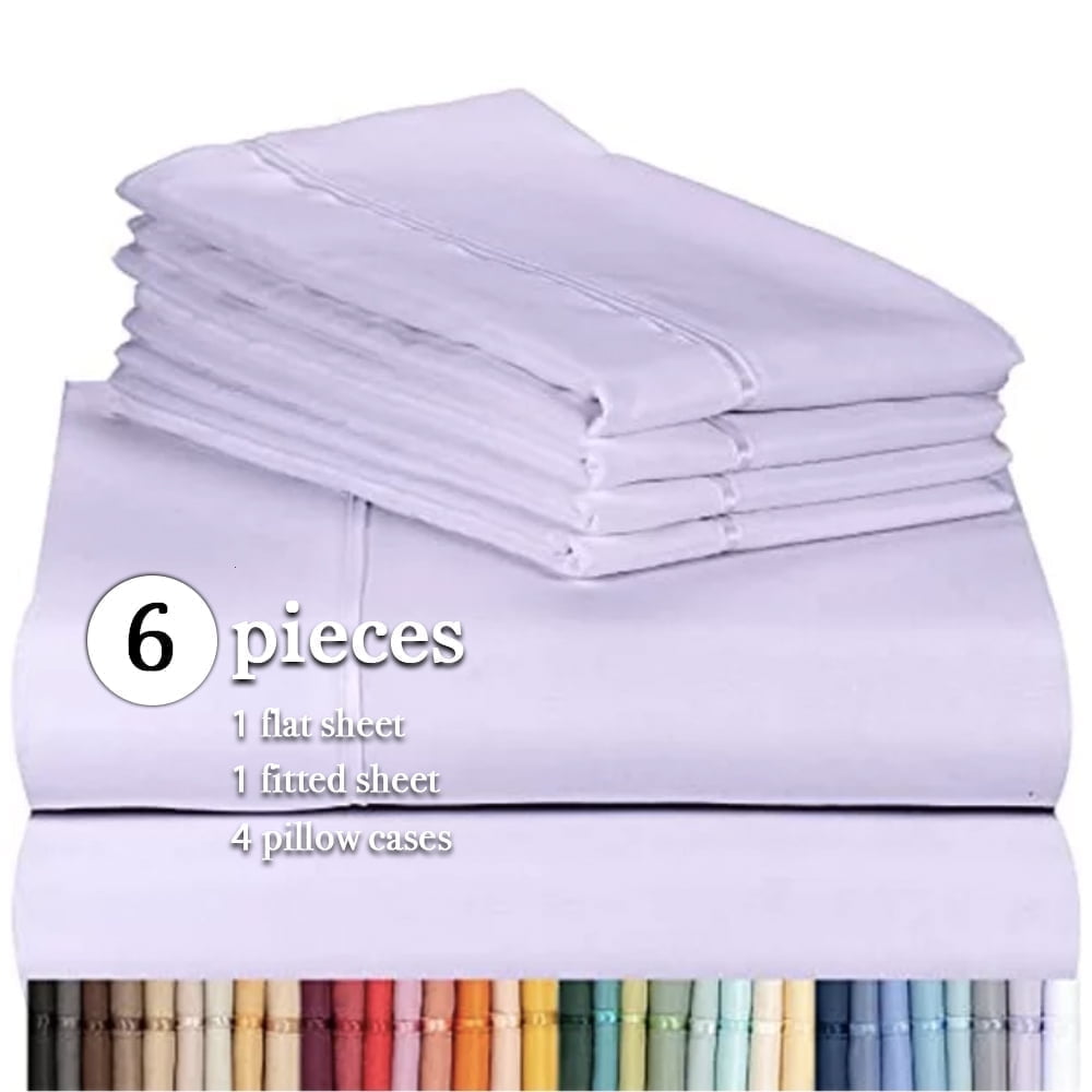 Luxclub Cooling Sheet, 6 Piece Ultra Soft Microfiber Bed Sheets & Pillowcases, Queen - Light Grey