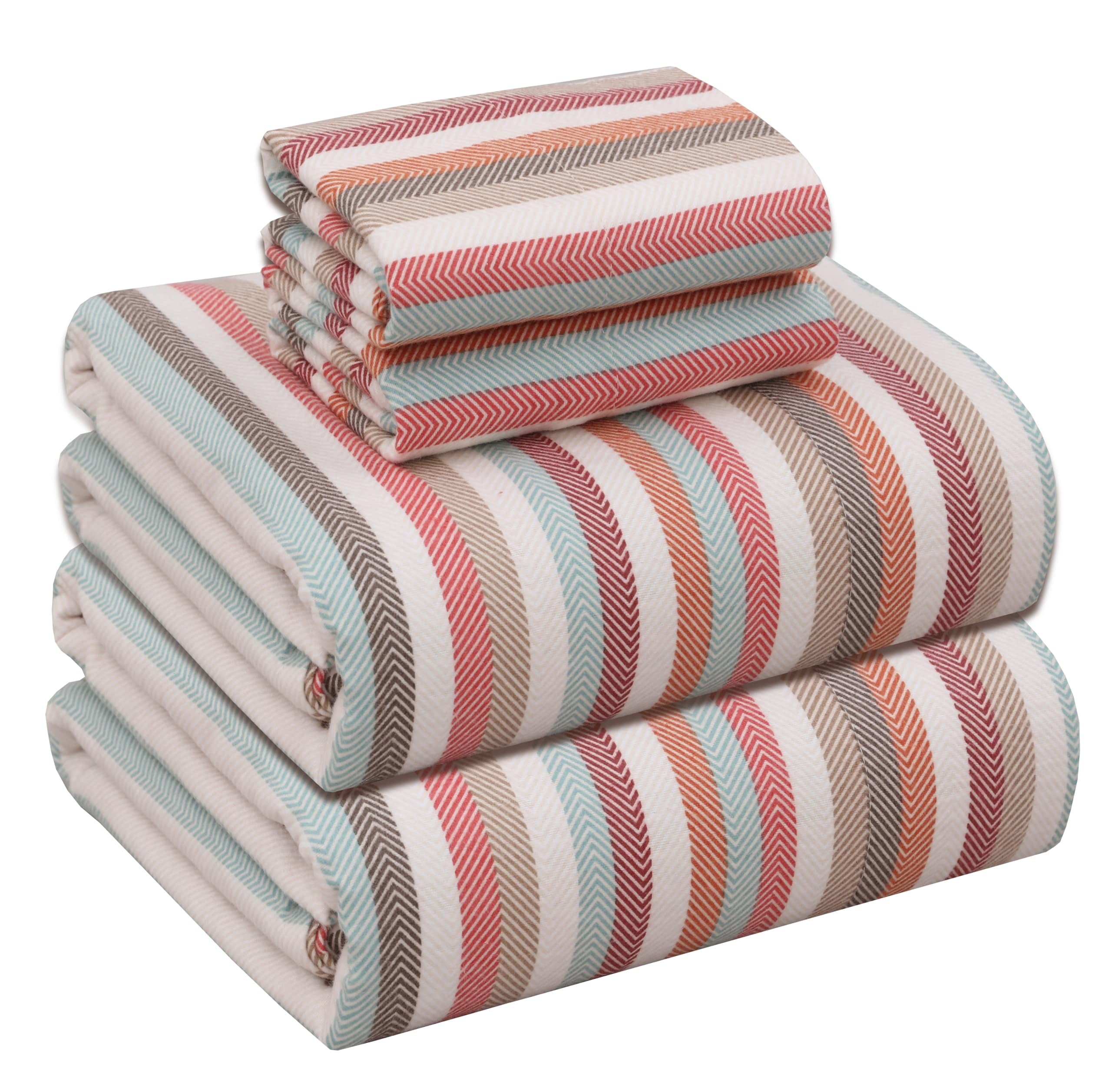 RUVANTI Flannel Sheets Queen Size - 100% Cotton Double Brushed Bed Sheets, Deep Pockets 16 Inches Queen Sheet Set, All Seasons Breathable & Extra Soft - Warm & Cozy, 4 Piece, Red Plaid