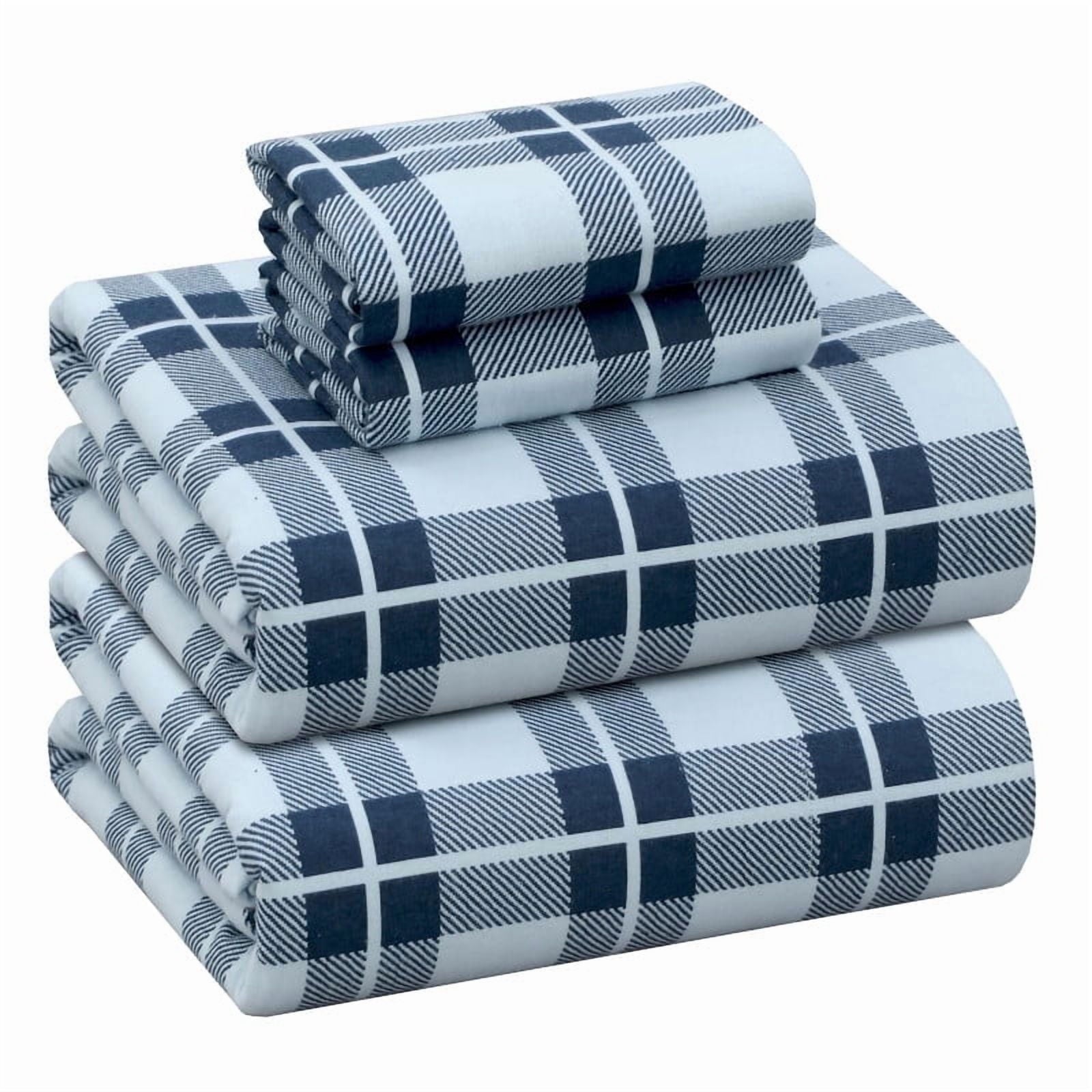 RUVANTI Flannel Sheets Queen Size - 100% Cotton Double Brushed Bed Sheets, Deep Pockets 16 Inches Queen Sheet Set, All Seasons Breathable & Extra Soft - Warm & Cozy, 4 Piece, Red Plaid