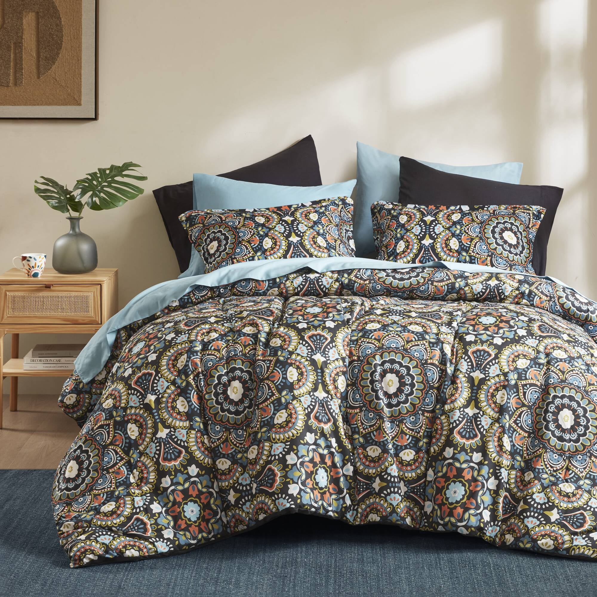 Regency Heights Queen Size Comforter Set, 9-Piece Bed in a Bag Queen, Navy Blue Bedding Comforter Set with Comforter, Flat Sheets, Fitted Sheets with Side Pockets