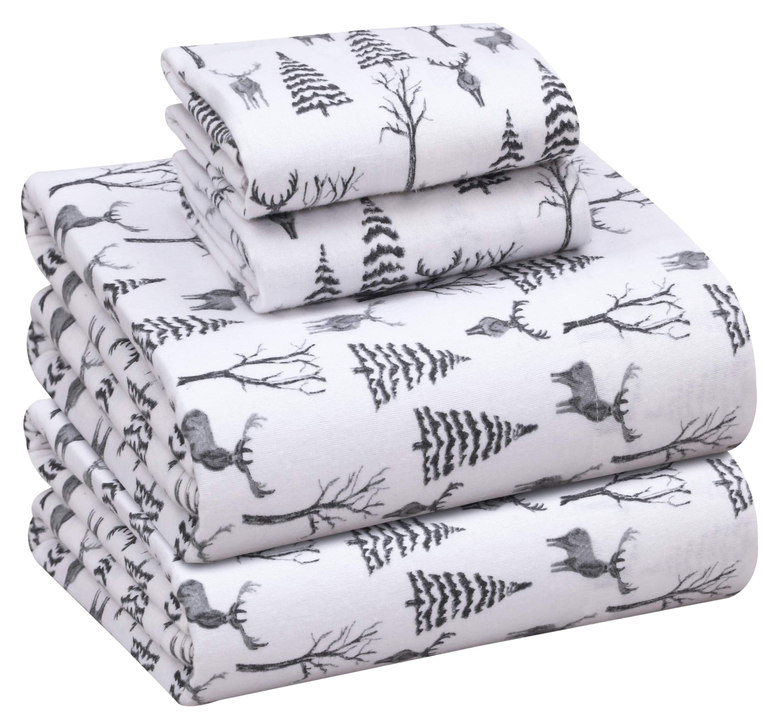 RUVANTI Flannel Sheets Queen Size - 100% Cotton Double Brushed Bed Sheets, Deep Pockets 16 Inches Queen Sheet Set, All Seasons Breathable & Extra Soft - Warm & Cozy, 4 Piece, Red Plaid