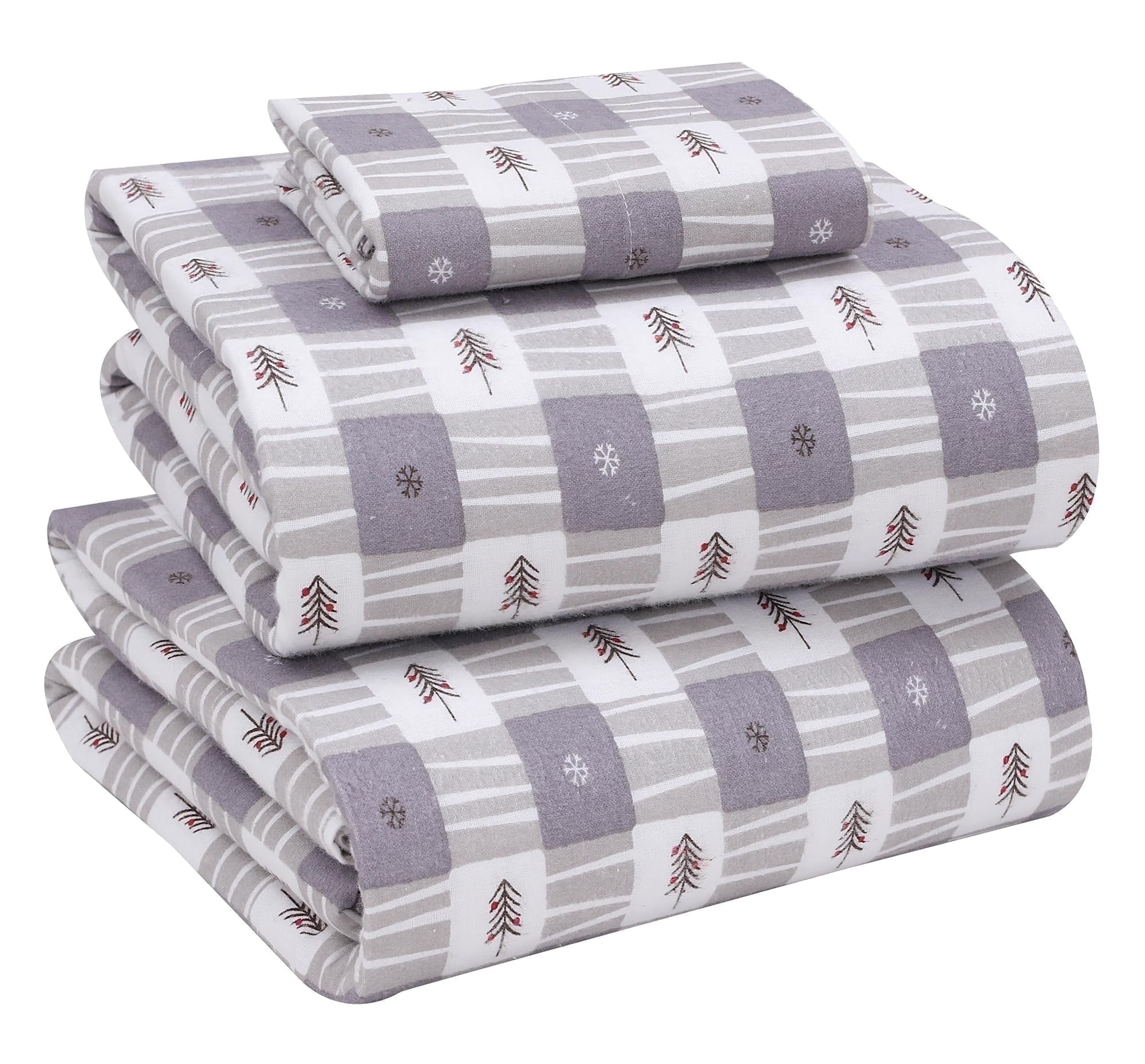 RUVANTI Flannel Sheets Queen Size - 100% Cotton Double Brushed Bed Sheets, Deep Pockets 16 Inches Queen Sheet Set, All Seasons Breathable & Extra Soft - Warm & Cozy, 4 Piece, Red Plaid