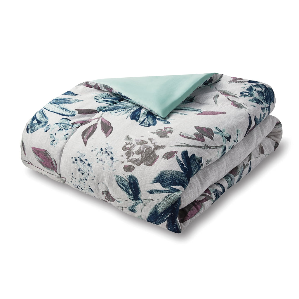 Mainstays 5-Piece Blue Floral Comforter Set, Full/Queen